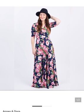 Agnes & Dora Austen V Neck Floral Maxi Dress WITH POCKETS Size XL